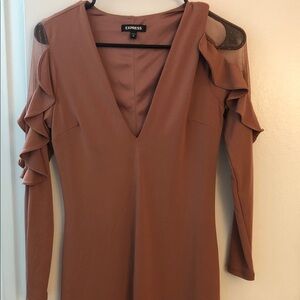 Express Women's Long Sleeve Brown Dress